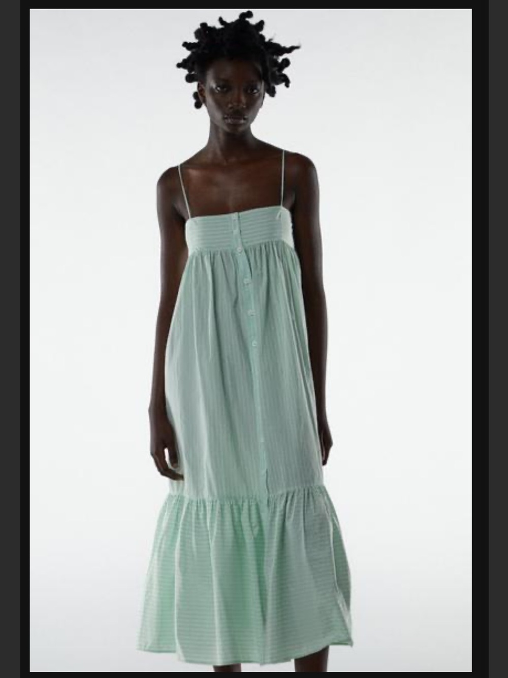 Zara Mint Green Striped Midi Skirt Dress Size Small